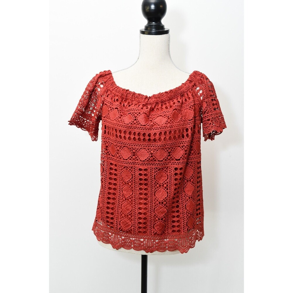 Sundays In Brooklyn Anthropologie Off The Shoulder Lace Eyelet Top Sz S